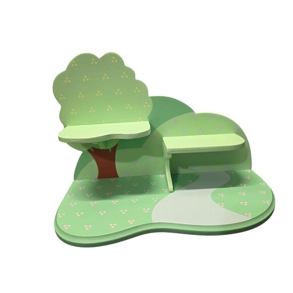 Whimsical Wooden Display Stand With Tree & Bench Design - Picture 1 of 10